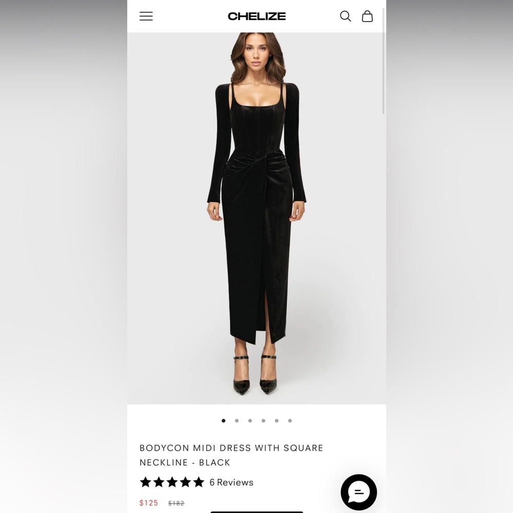 Black Velvet Bodycon Midi Evening Dress - Chelize - brand new never worn